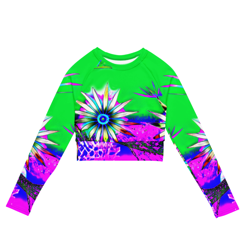 "Electric Bloom" Collection - Recycled Long Sleeve Crop Top