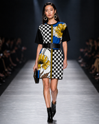 Checkmate Bloom – Designer Women's T-Shirt Dress | ZKoriginal