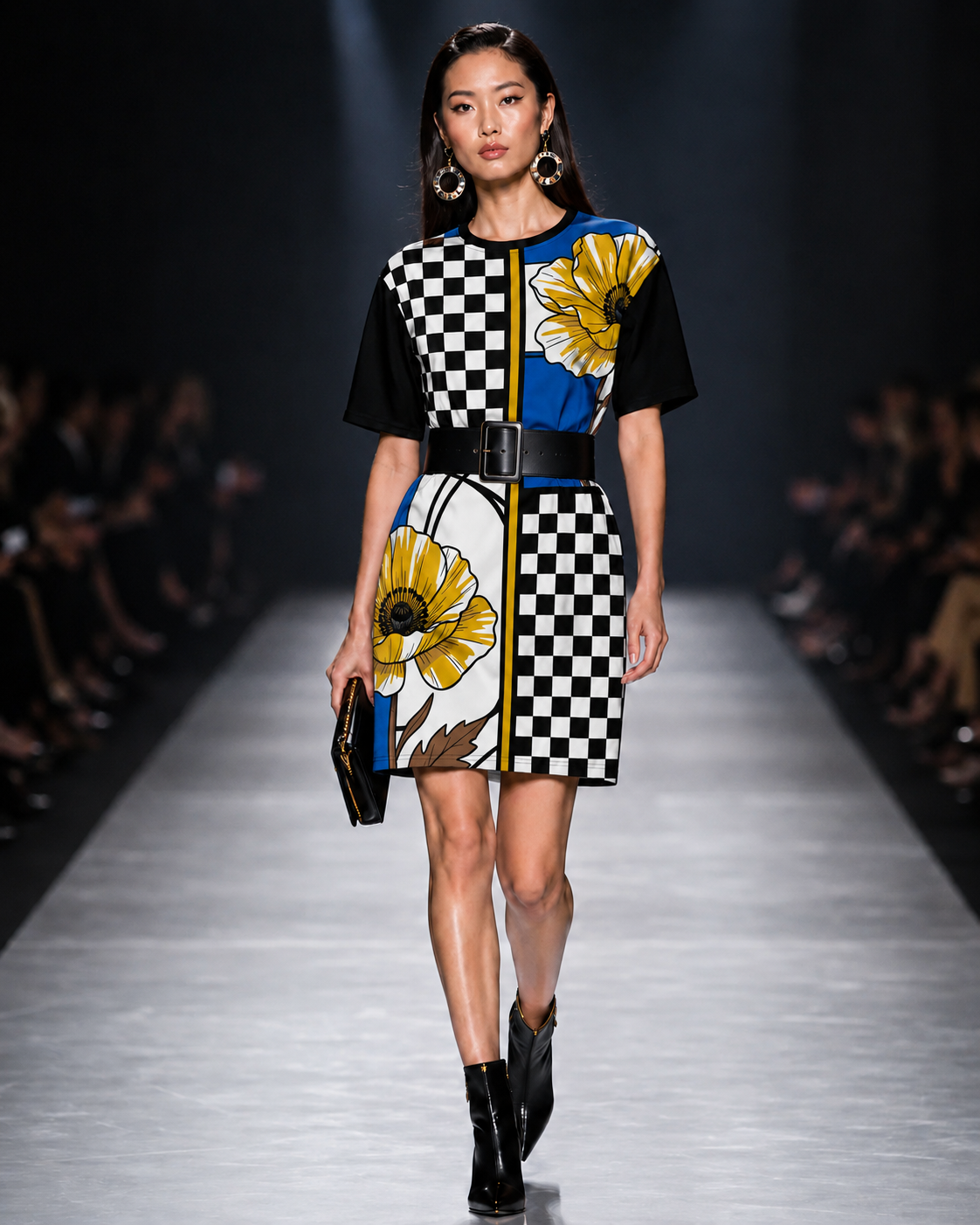 "Checkmate Bloom" Collection - Designer T-shirt Dress