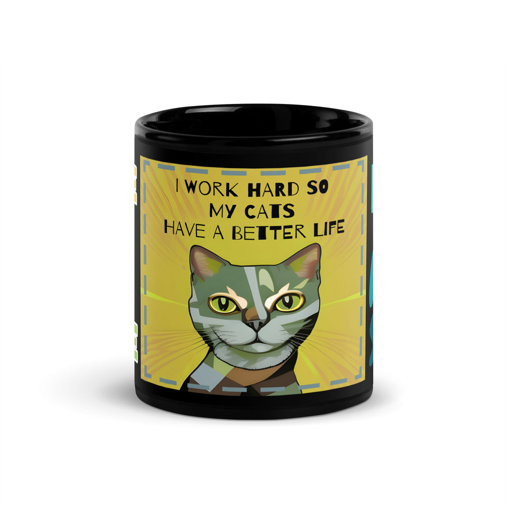 "Cat Lovers" Collection - Cat Face Black Glossy Mug ZKoriginal