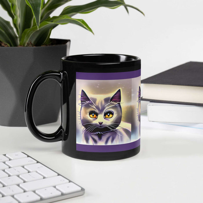 "Cat Lovers" Collection - Cat Face Black Glossy Mug ZKoriginal