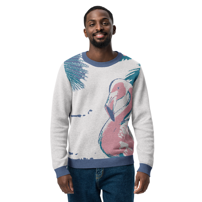 "Majestic Flamingo" Collection - Knitted Crew Neck Sweater