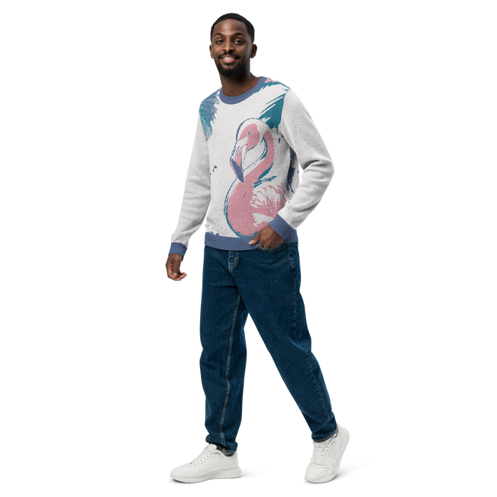 "Majestic Flamingo" Collection - Knitted Crew Neck Sweater