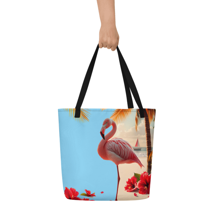 "Majestic Flamingo" Collection - Designer Large Tote Bag