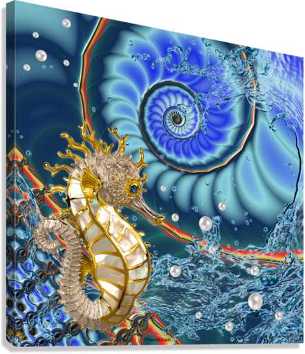 Abstract Seahorse Art "Golden Seahorse" ZKoriginal