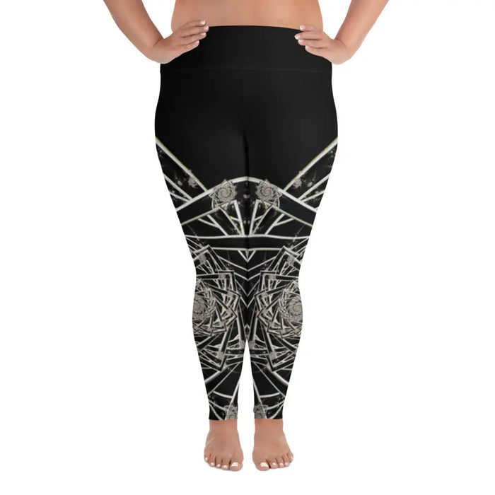 "Black Topological Rose " Collection - All-Over Print Plus Size Leggings ZKoriginal