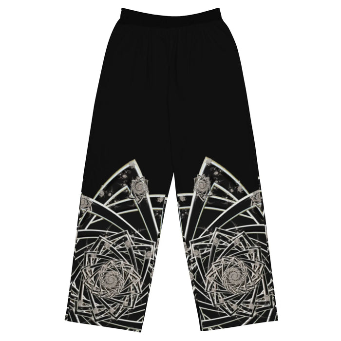 "Black Topological Rose" Collection - All Over Print Unisex Wide Leg Pants ZKoriginal