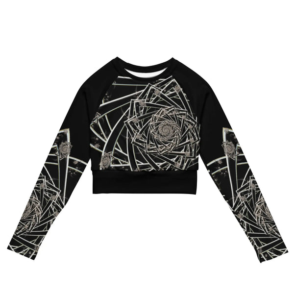 "Black Topological Rose" Collection - Long Sleeve Crop Top ZKoriginal