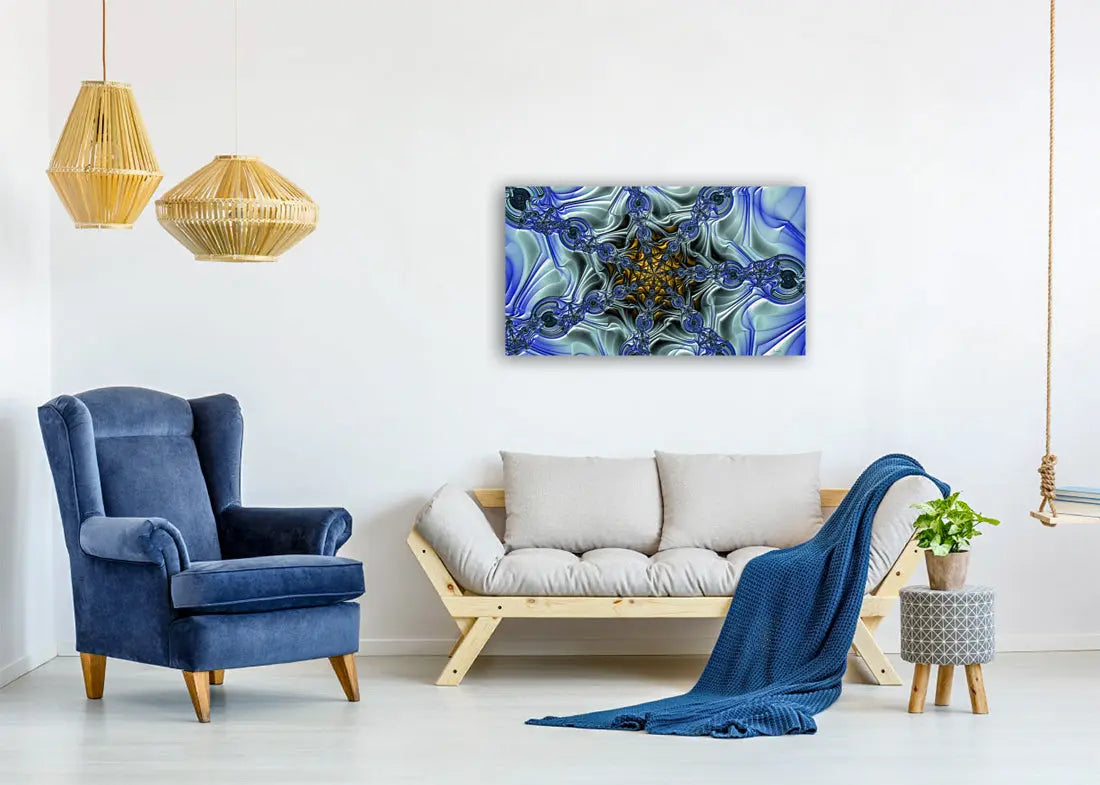 Blue Abstract Art Print on Canvas Wall Art "Fluid Ice" ZKoriginal