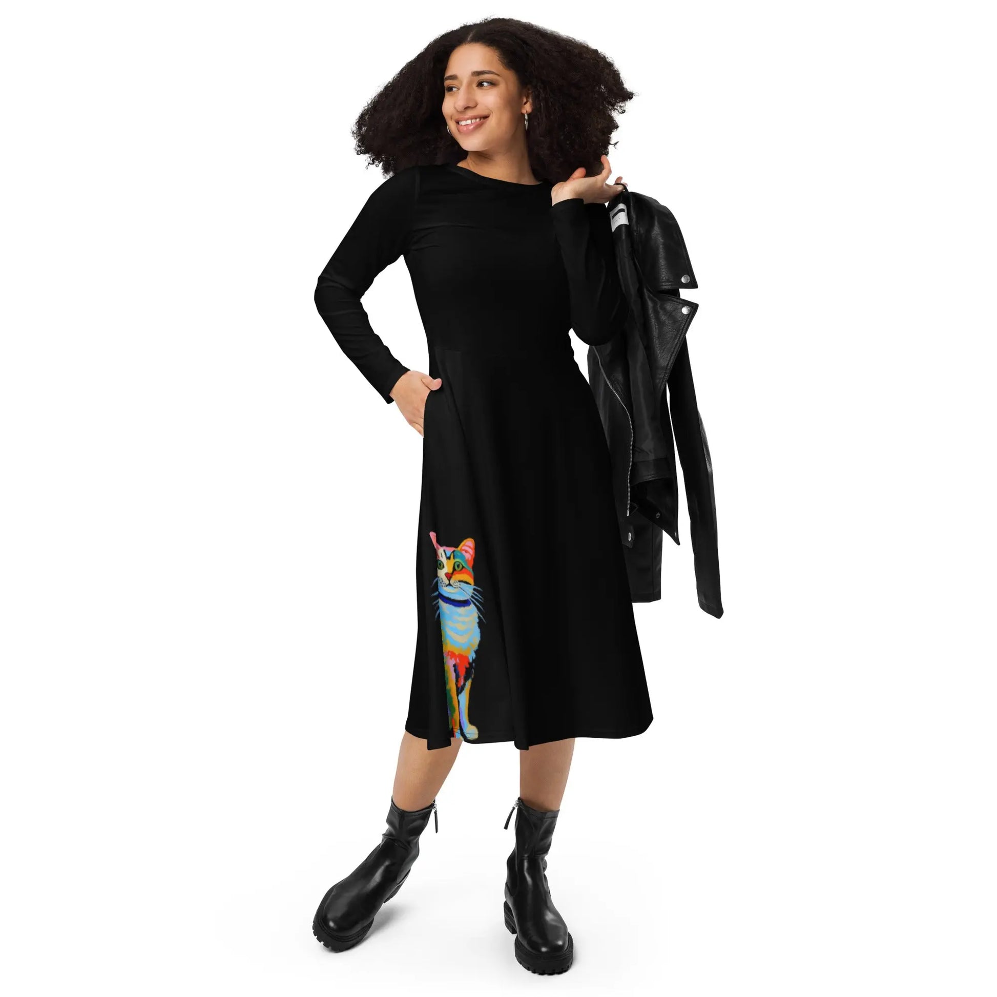 "Cat Lovers" Collection -  Long Sleeve Midi Dress ZKoriginal