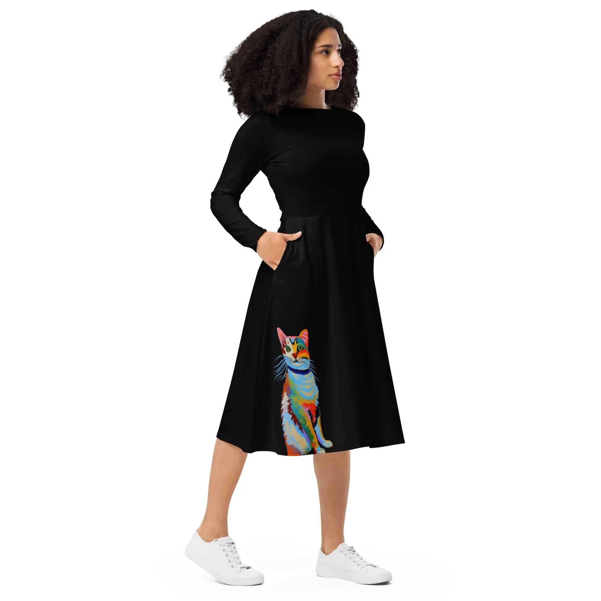 "Cat Lovers" Collection -  Long Sleeve Midi Dress ZKoriginal