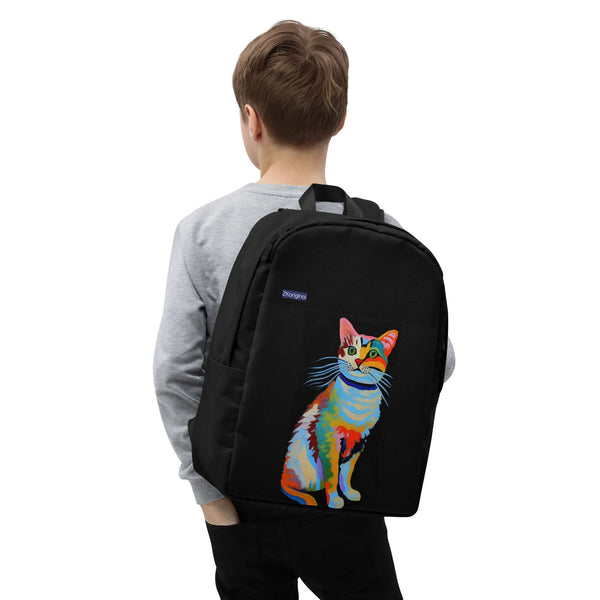 "Cat Lovers" Collection - Black Minimalist Backpack with Cat ZKoriginal