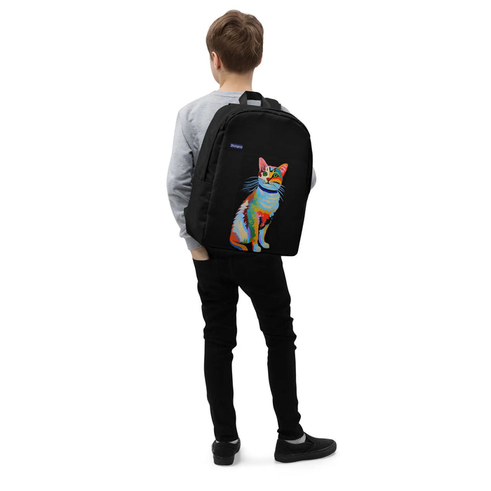 "Cat Lovers" Collection - Black Minimalist Backpack with Cat ZKoriginal