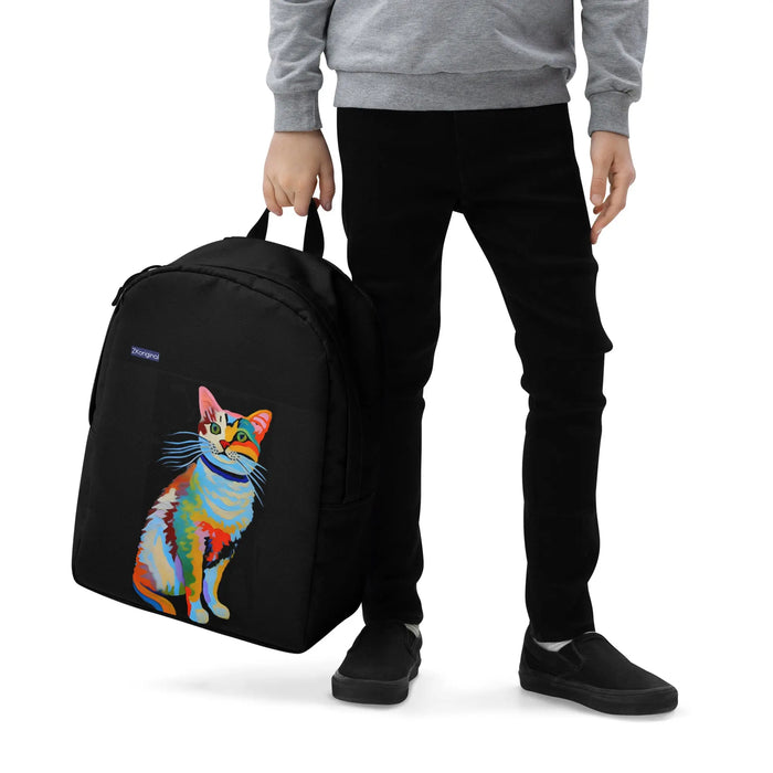 "Cat Lovers" Collection - Black Minimalist Backpack with Cat ZKoriginal