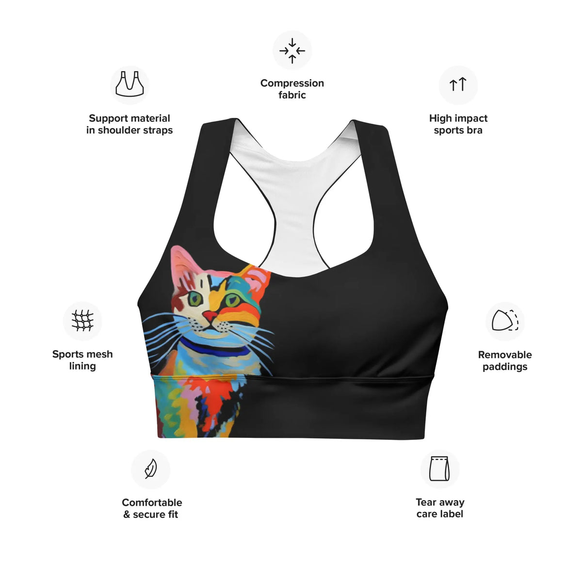 "Cat Lovers" Collection - Longline Sports Bra ZKoriginal