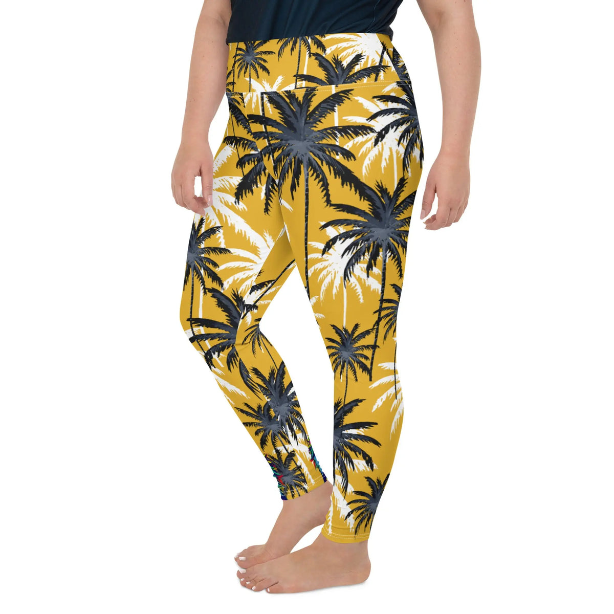 "Cat Lovers" Collection - Palms and Cat Print Plus Size Leggings ZKoriginal