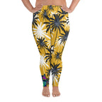 "Cat Lovers" Collection - Palms and Cat Print Plus Size Leggings ZKoriginal