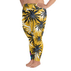 "Cat Lovers" Collection - Palms and Cat Print Plus Size Leggings ZKoriginal
