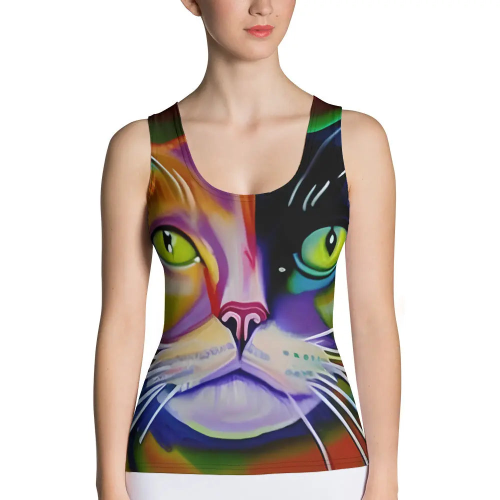 "Cat Lovers" Collection - Sublimation Cat Face Tank Top ZKoriginal