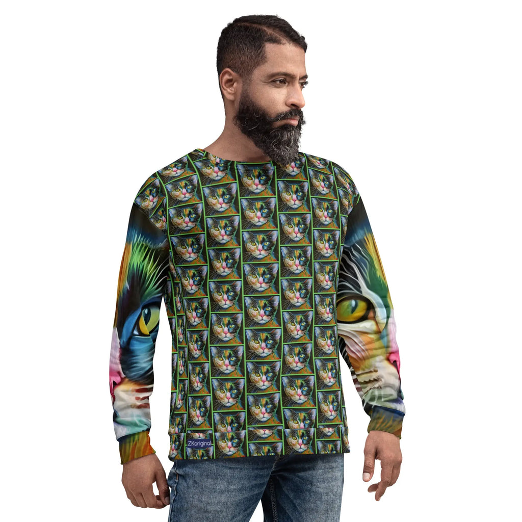 "Cat Lovers" Collection - Unisex Cat Face Sweatshirt ZKoriginal