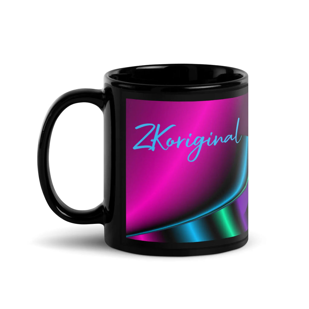 "Cosmic Blast" Collection - ZKoriginal Neon Colors Black Glossy Mug ZKoriginal
