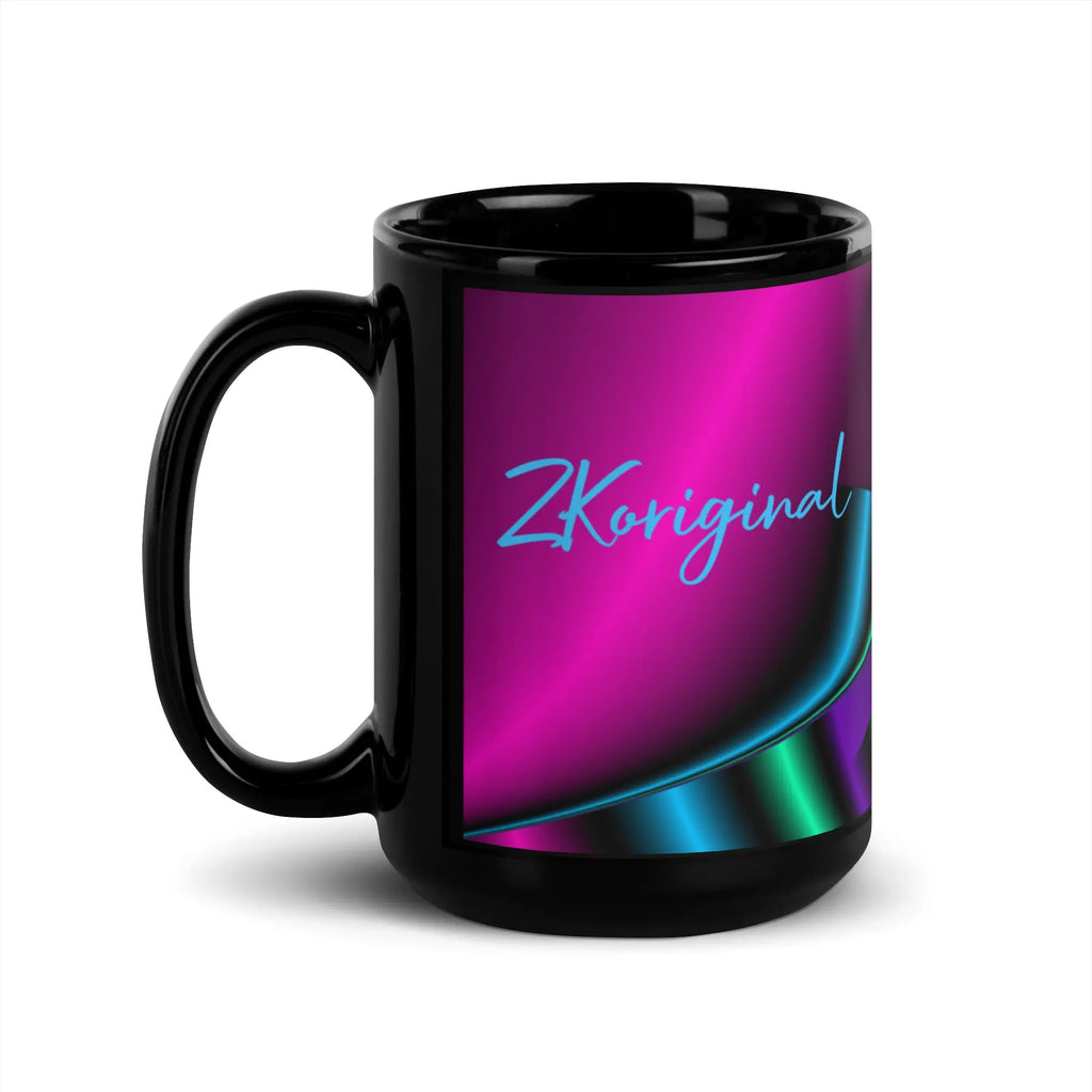 "Cosmic Blast" Collection - ZKoriginal Neon Colors Black Glossy Mug ZKoriginal