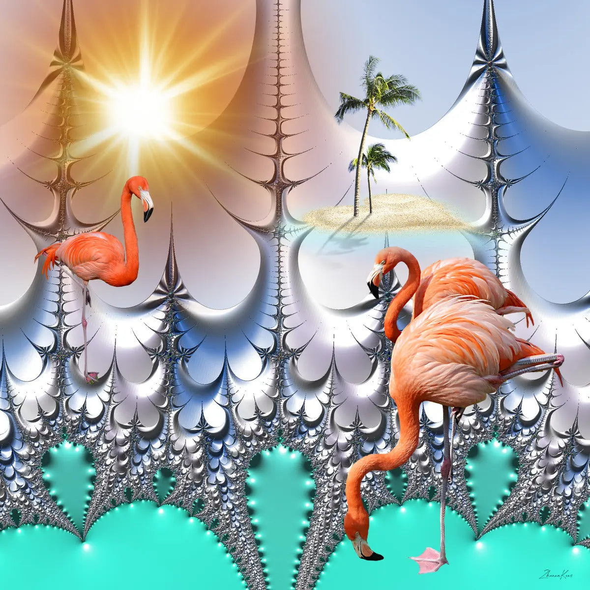 Digital Art Print "Dreaming with Flamingos" ZKoriginal