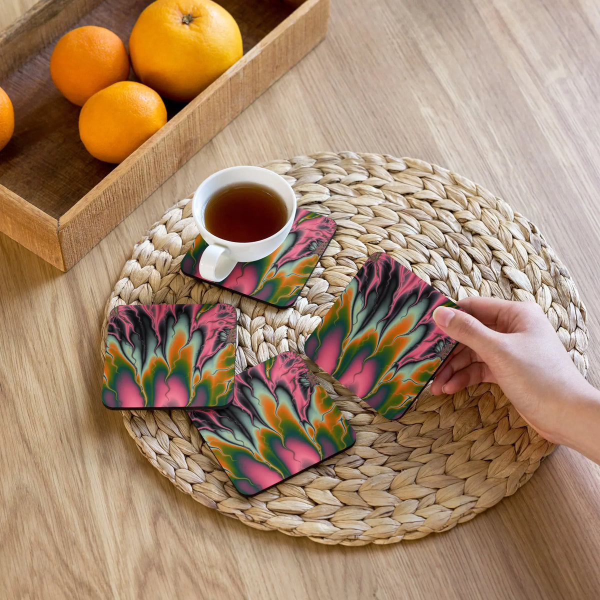 "Flames of Color" Collection - Cork Back Coaster ZKoriginal