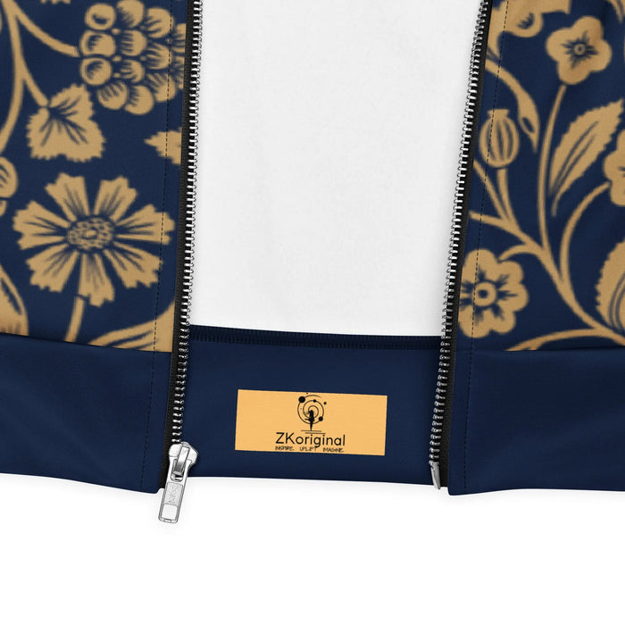 "Floral Lace" Collection - Navy and Golden Lace Print Unisex Bomber Jacket ZKoriginal