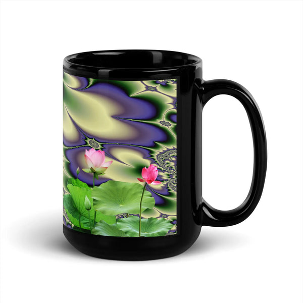 "Sacred Lotus" Collection - Black Glossy Mug ZKoriginal