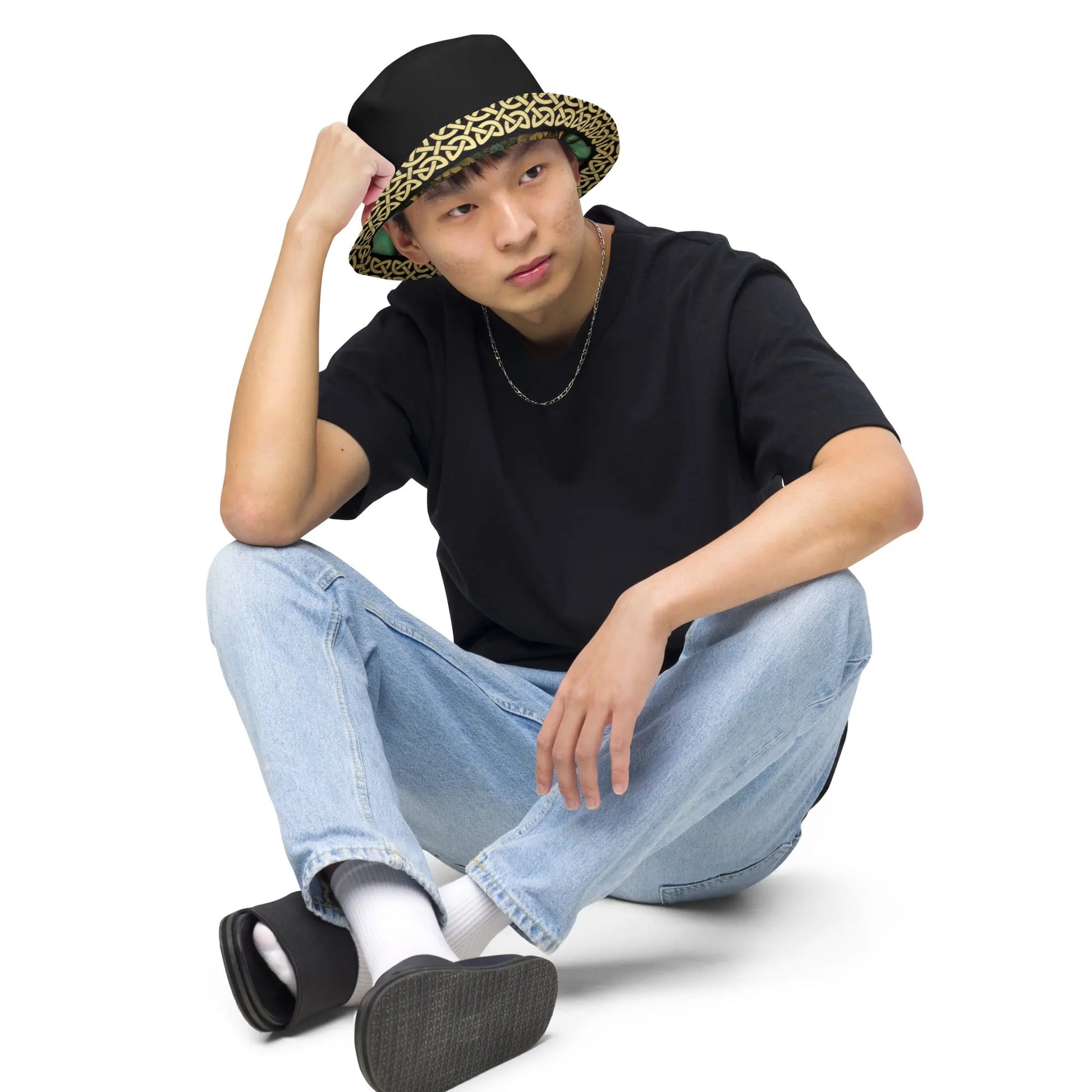 "Salutary Glow" Collection - Black Reversible Bucket Hat ZKoriginal