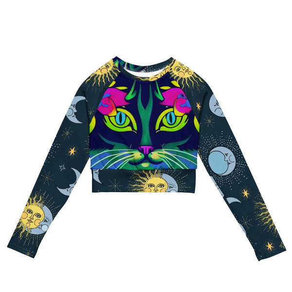 "Sonya My Beautiful Cat" Collection - Recycled Long Sleeve Cat Lover Crop Top ZKoriginal
