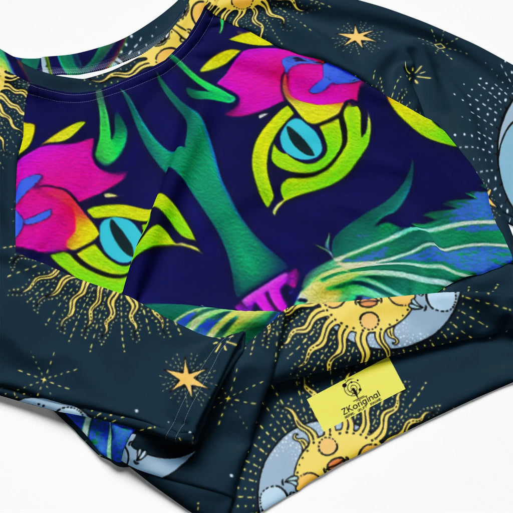 "Sonya My Beautiful Cat" Collection - Recycled Long Sleeve Cat Lover Crop Top ZKoriginal