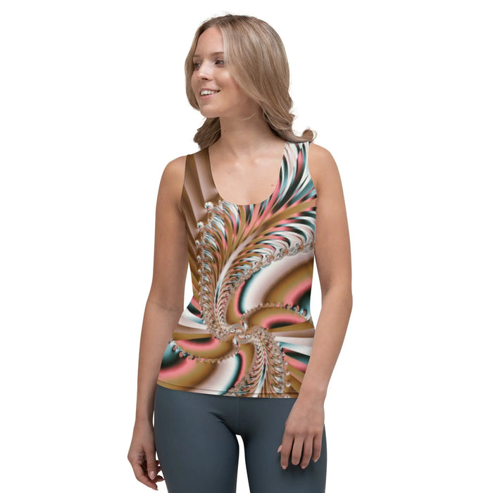 "Summer Spin" Collection - Colorful Fantasy Abstract Modern Fractal Flower All-Over-Print Yoga Tank Top ZKoriginal