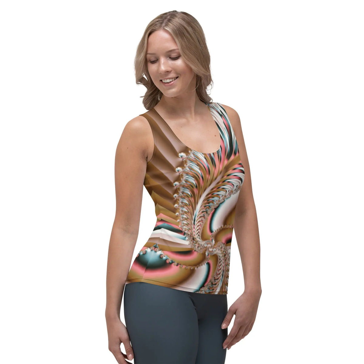 "Summer Spin" Collection - Colorful Fantasy Abstract Modern Fractal Flower All-Over-Print Yoga Tank Top ZKoriginal