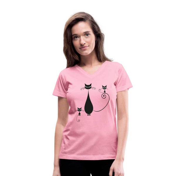 Super Mama - Cat Lovers Women's V-Neck T-Shirt - pink