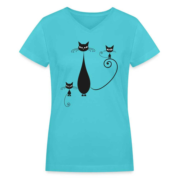 Super Mama - Cat Lovers Women's V-Neck T-Shirt - aqua