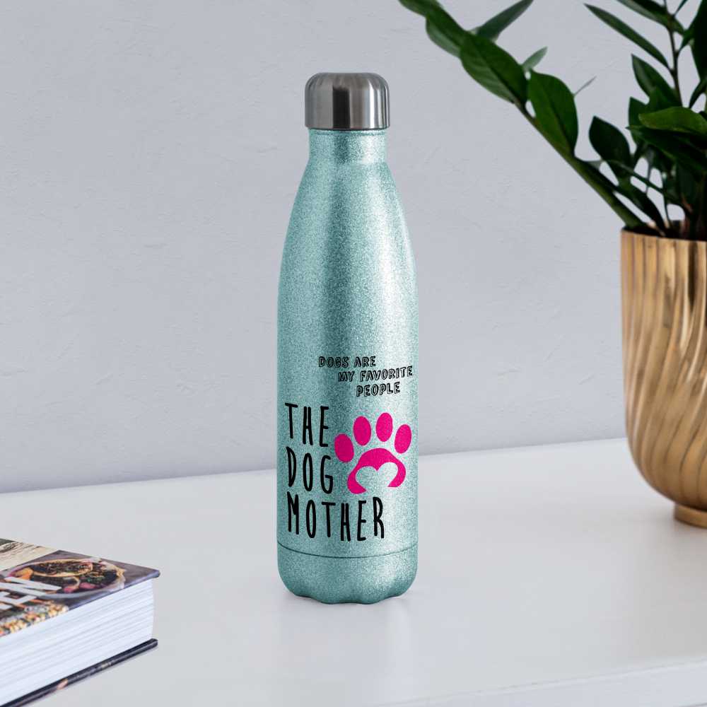 The Dog Mother - Insulated Stainless Steel Water Bottle - turquoise glitter