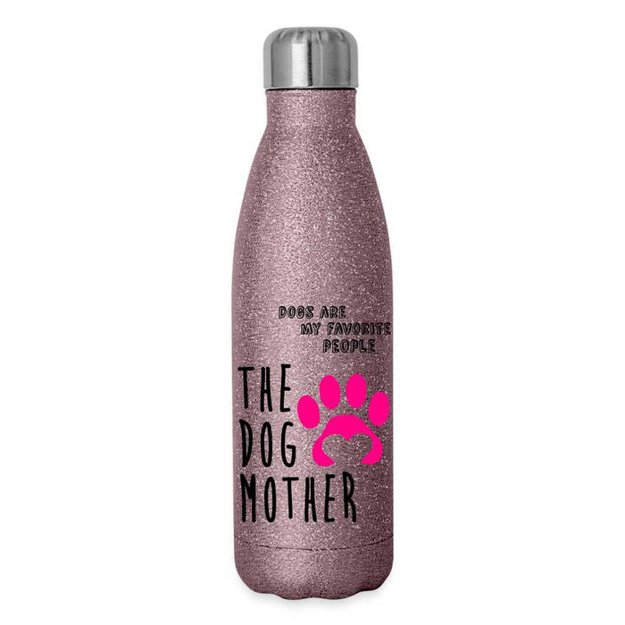 The Dog Mother - Insulated Stainless Steel Water Bottle - pink glitter