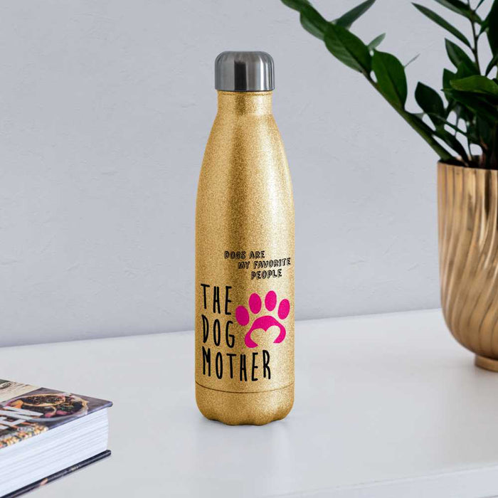 The Dog Mother - Insulated Stainless Steel Water Bottle - gold glitter