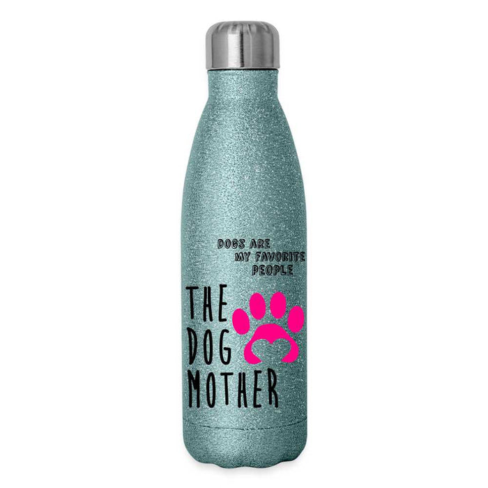 The Dog Mother - Insulated Stainless Steel Water Bottle - turquoise glitter