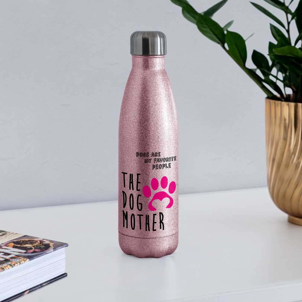 The Dog Mother - Insulated Stainless Steel Water Bottle - pink glitter