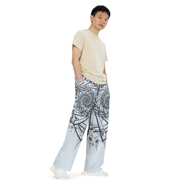 "Topological Rose" Collection - All-over Print Unisex Wide Leg Pants ZKoriginal