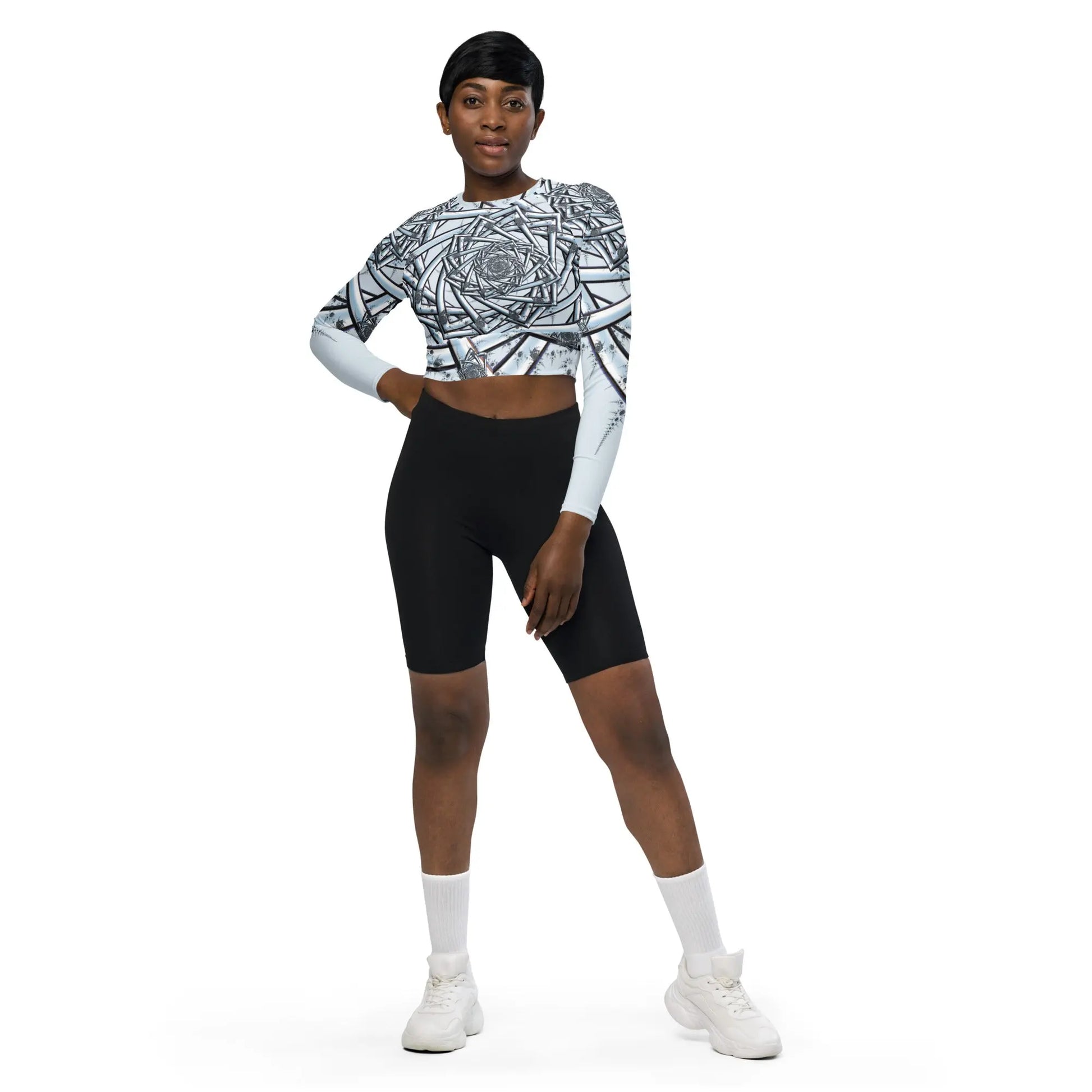 "Topological Rose" Collection - Recycled Long Sleeve Crop Top ZKoriginal
