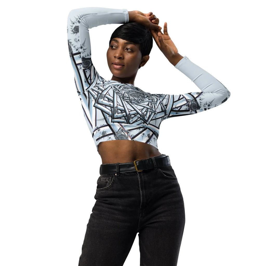 "Topological Rose" Collection - Recycled Long Sleeve Crop Top ZKoriginal