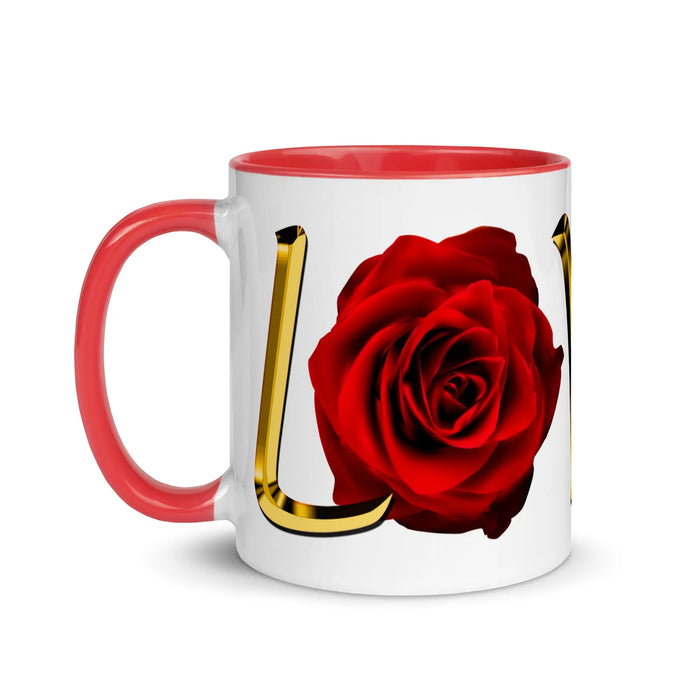 Valentine's day gift for Her LOVE Red Rose Mug with Color Inside ZKoriginal