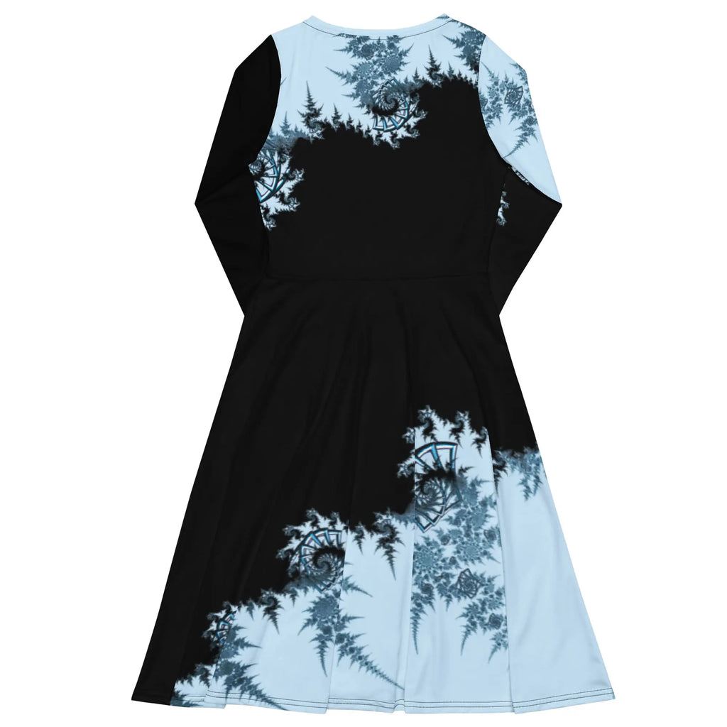 "Ying and Yang Topological Rose" Collection - All Over Print Long Sleeve Midi Dress ZKoriginal